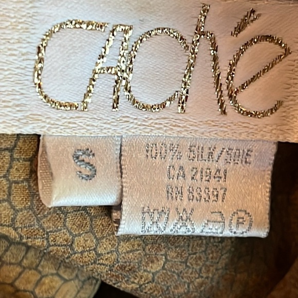 Cache Vintage Women’s Brown Short Sleeve Sheer Button Front Top Size S - Picture 3 of 4